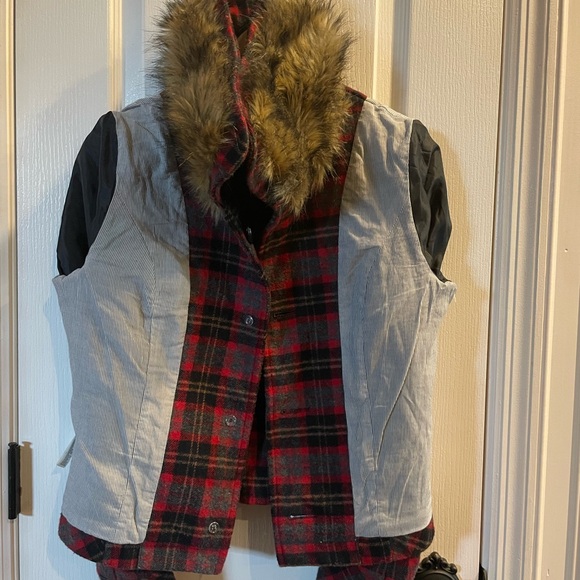 Heritage 1981 Red and Black Plaid Teddy Jacket - Picture 5 of 5